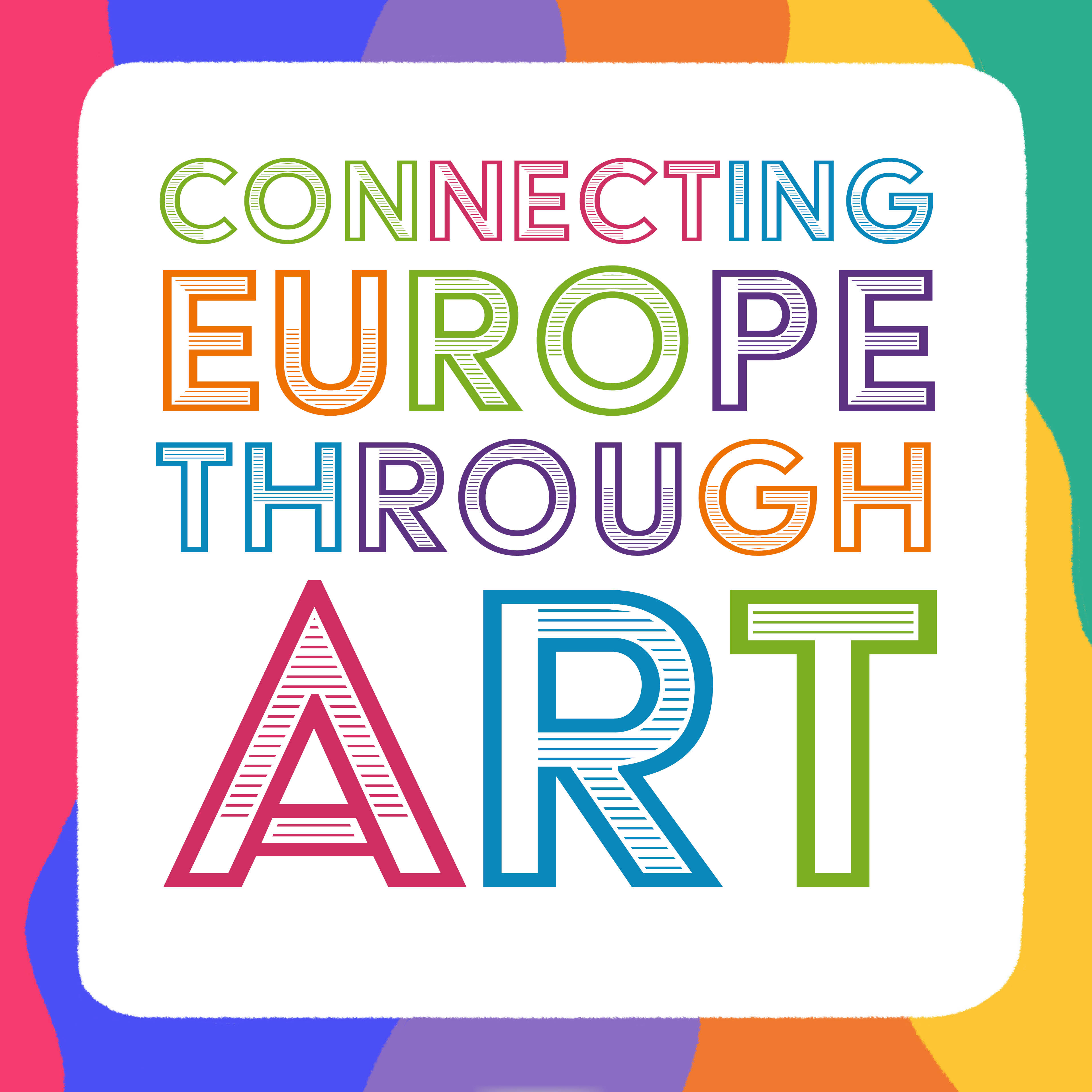 Grafika przedstawia logo konkursu. Na grafice znajduje się napis Connecting Europe Through Art