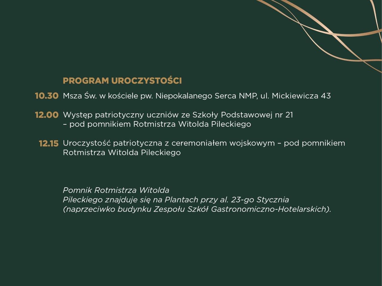 Grafika przedstawia program uroczystości.