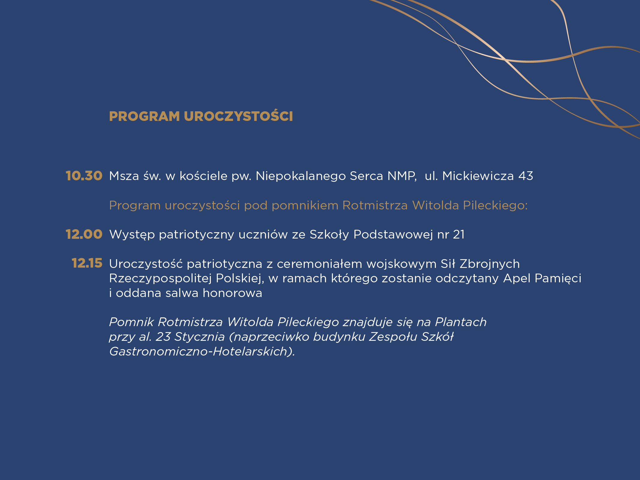 Grafika przedstawia program uroczystości.