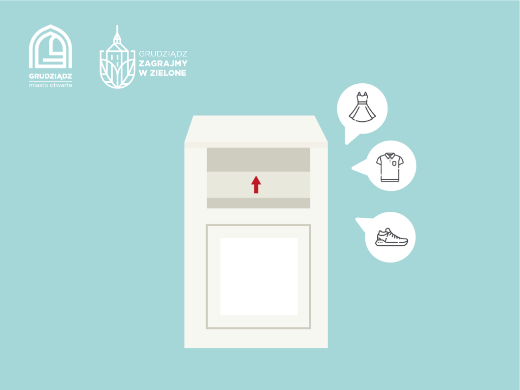 Grafika przedstawia pojemnik na odzież i tekstylia.