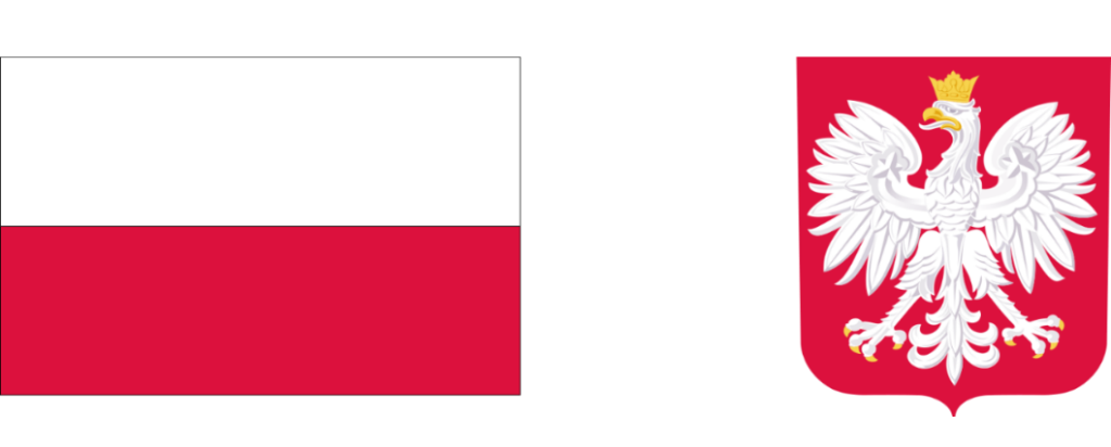 Grafika przedstawia flagę RP i Godło.