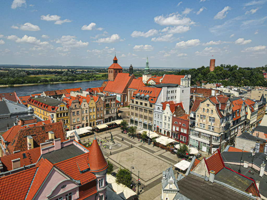 Fotografia przedstawia panoramę Grudziądza.