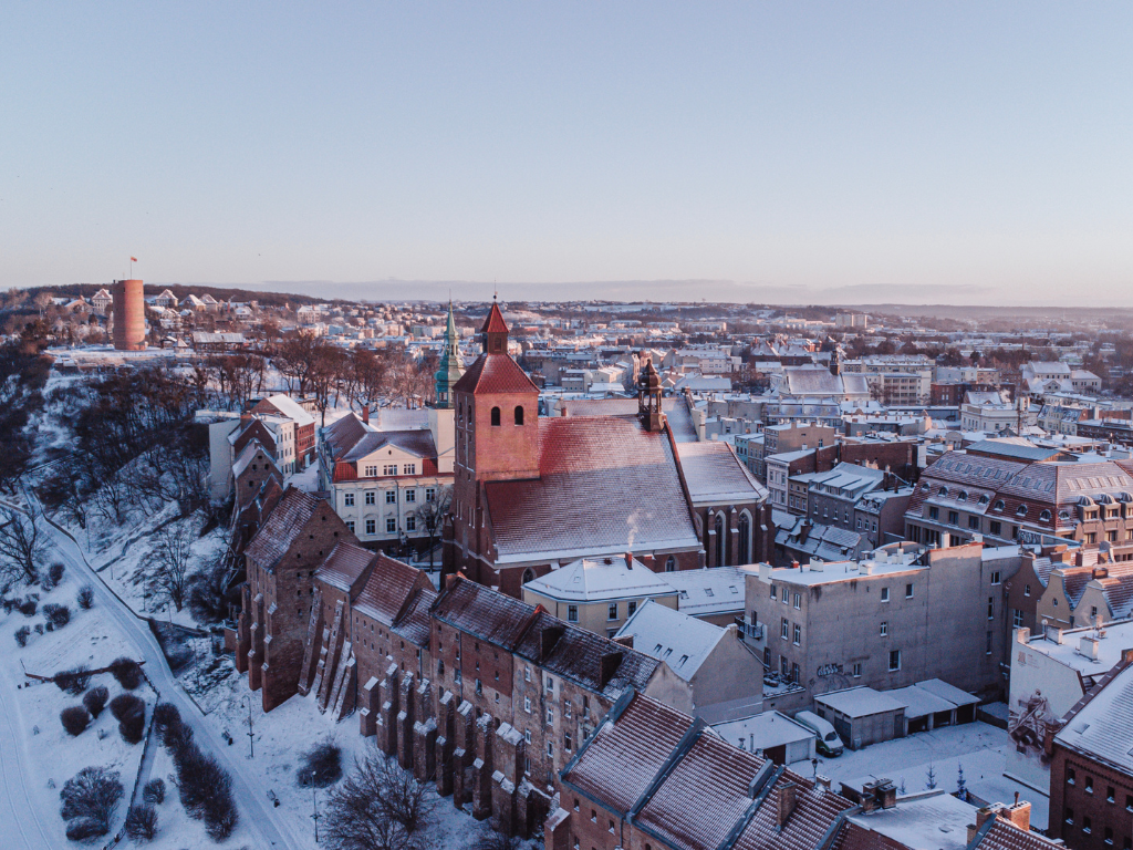 Fotografia przedstawia panoramę Grudziądza.