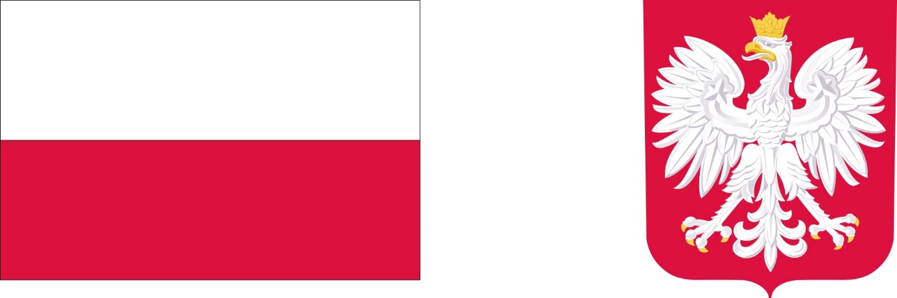 Grafika przedstawia flagę RP i Godło.
