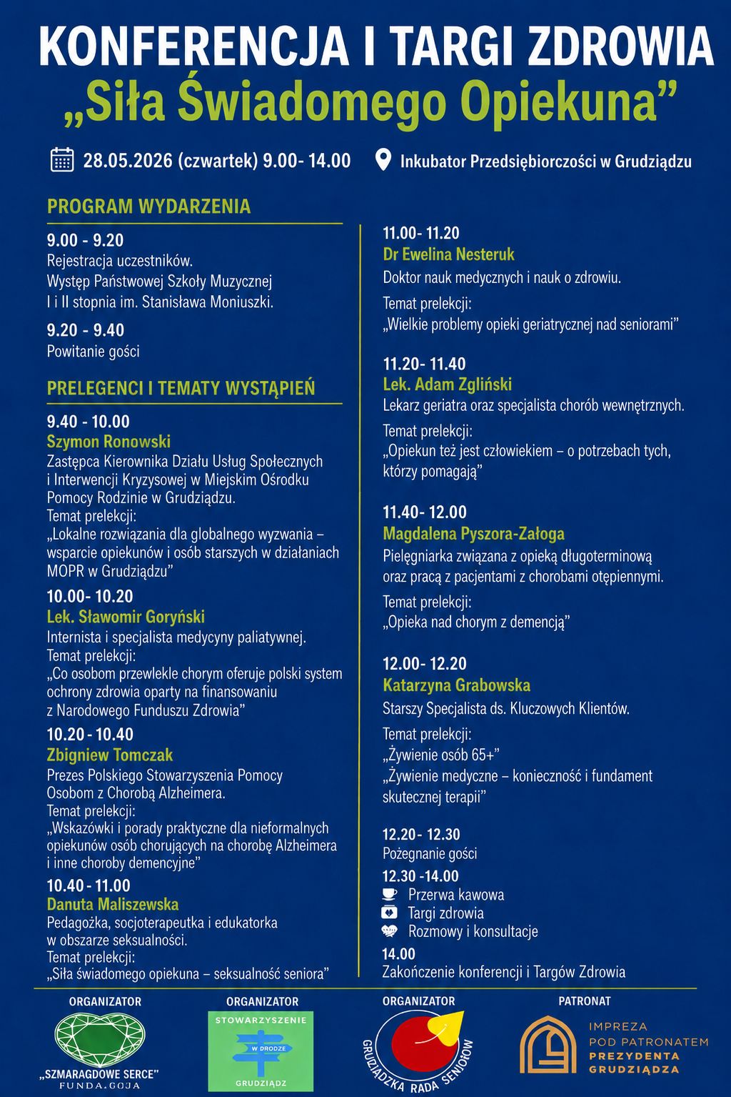 Grafika przedstawia harmonogram wydarzenia.