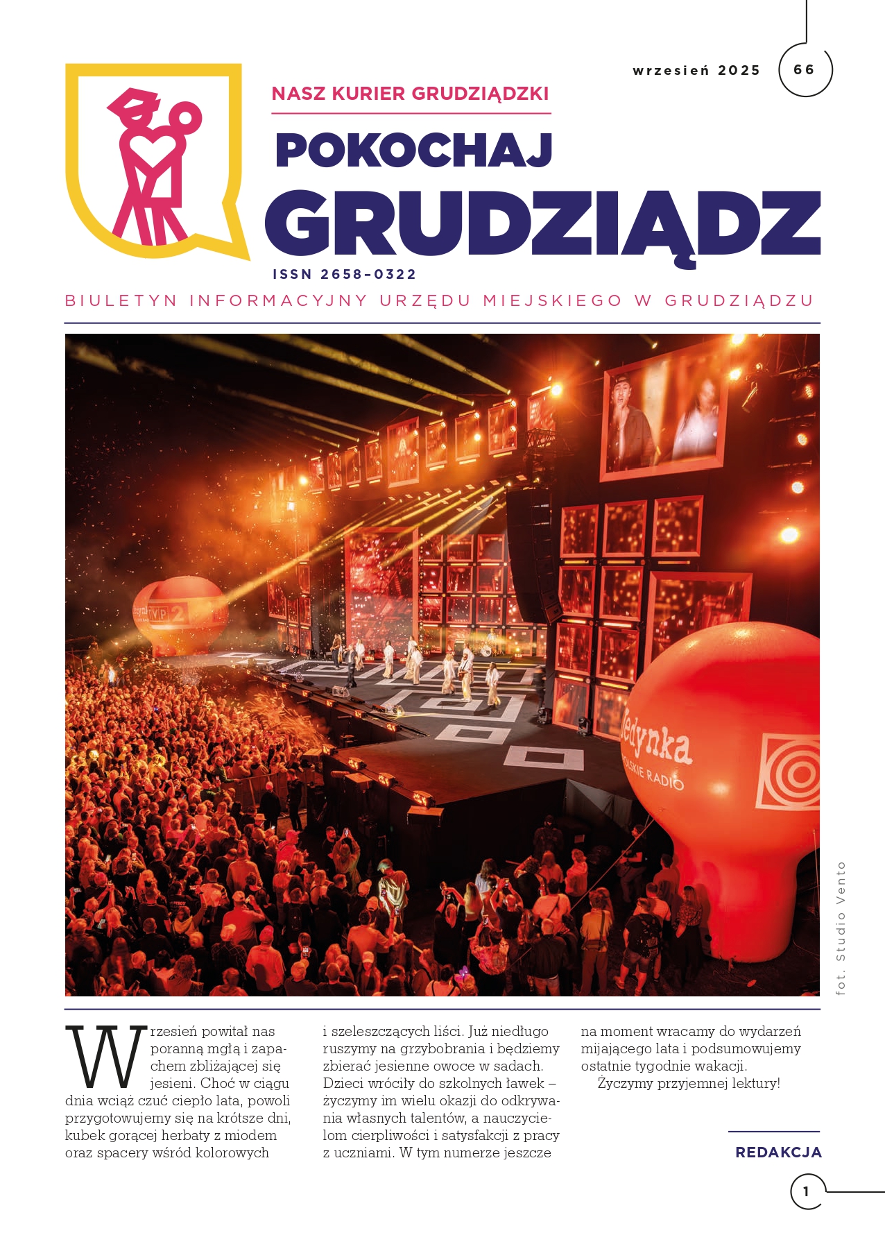 Grafika przedstawia okładkę Lokalnego biuletynu samorządowego pn. "Pokochaj Grudziądz - Nasz Kurier Grudziądzki".