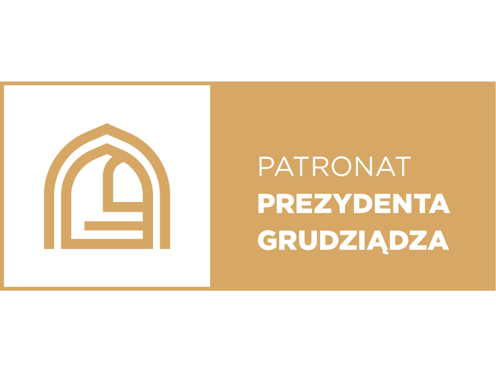 Grafika przedstawia stempel patronat prezydenta Grudziądza.