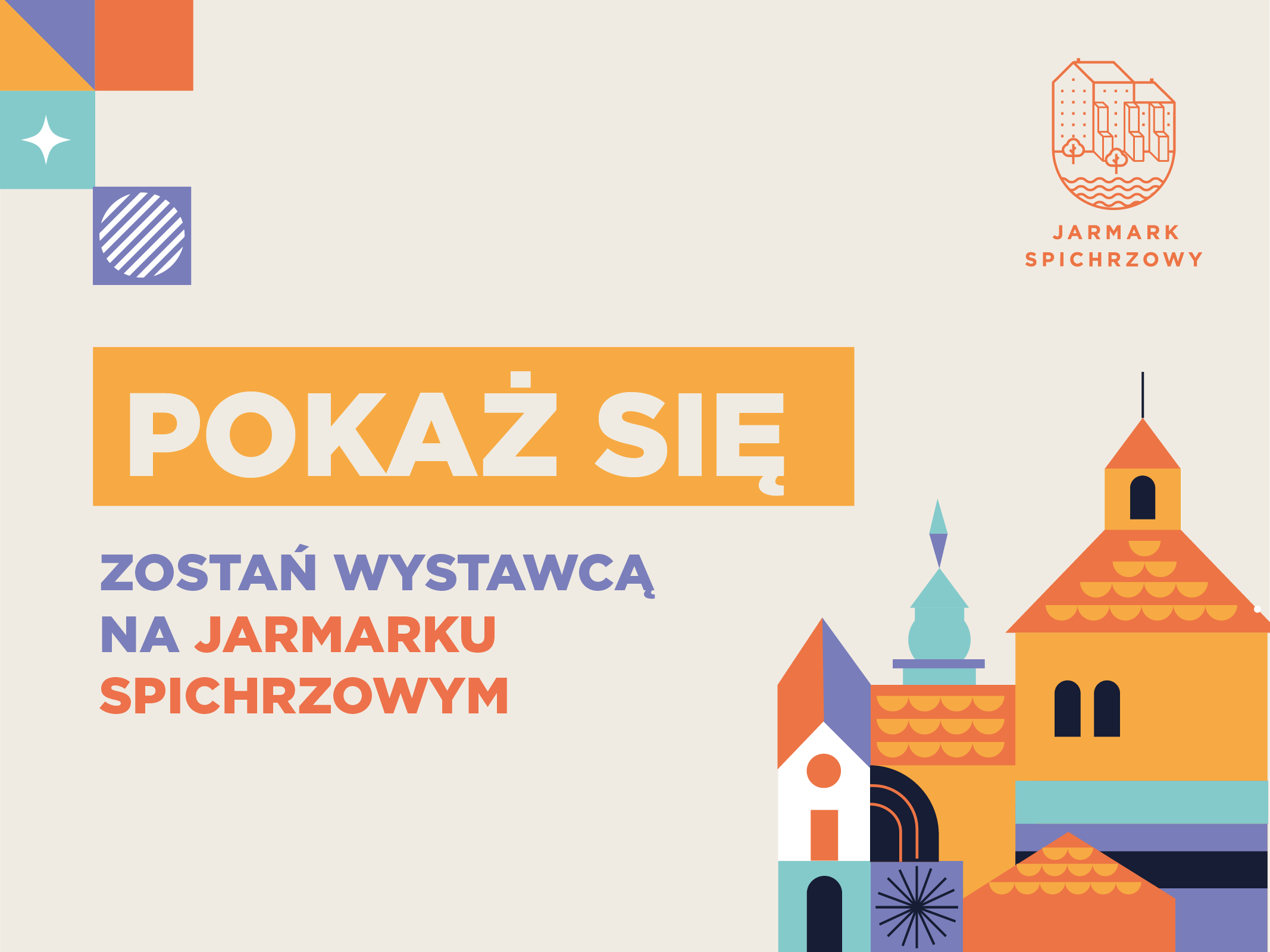 Grafika przedstawia plakat zachęcający wystawców do zgłaszania swojego udziału.