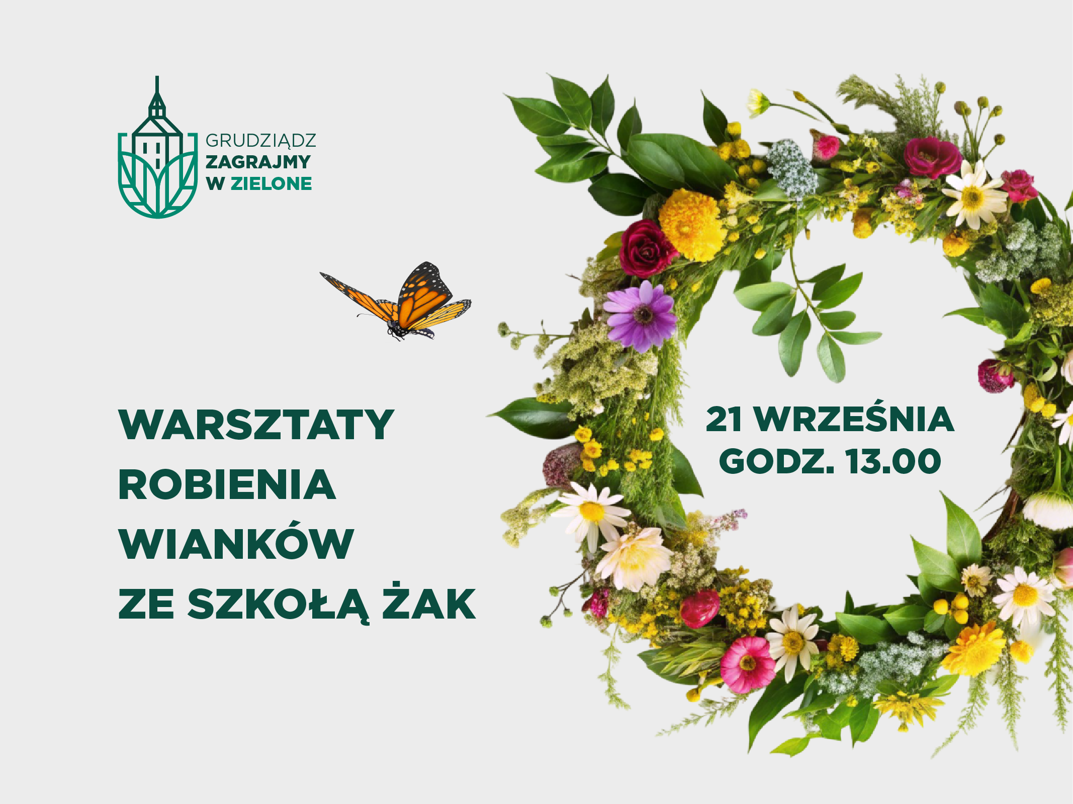 Grafika przedstawia logo Grudziądz zagrajmy w zielone. 